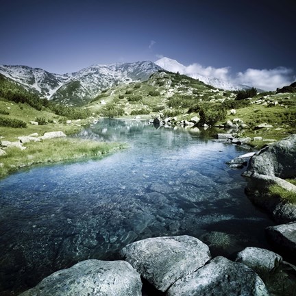 Framed Ribno Banderishko River in Pirin National Park, Bansko, Bulgaria Print