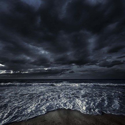 Framed Rough seaside against stormy clouds, Hersonissos, Crete, Greece Print