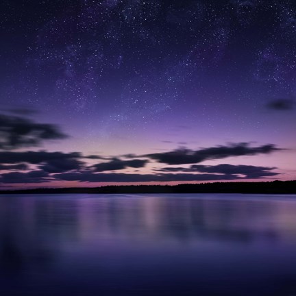 Framed Tranquil lake against starry sky, Russia Print