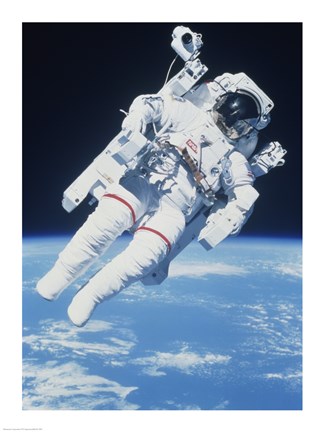 Framed AstronautTaking a Spacewalk Print
