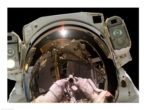 Framed Astronaut Taking a Self-Portrait in space Print