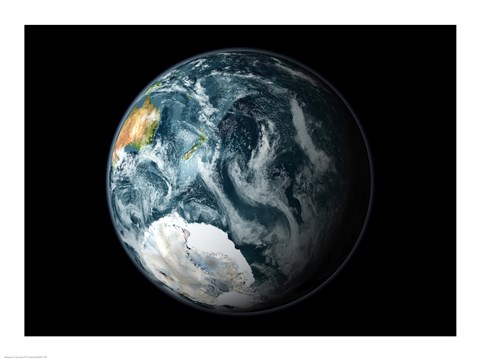 Framed Satellite view of the Earth&#39;s Southern Hemisphere Print