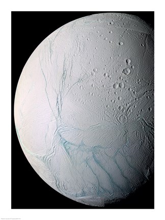 Framed South Pole of Saturn's Moon Enceladus Print
