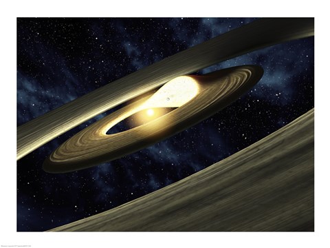 Framed This artist's conception shows a lump of material in a swirling, planet-forming disk Print