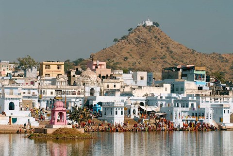 Framed Pushkar shore, Pushkar, India Print