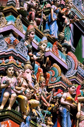 Framed Hindu Figurines on Temple, Bangalore, India Print