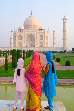 Framed Hindu Women with Veils in the Taj Mahal, Agra, India Print