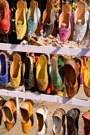 Framed Shoes For Sale in Downtown Center of the Pink City, Jaipur, Rajasthan, India Print