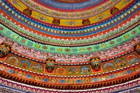 Framed Ceiling of Shree Laxmi Narihan Ji Temple, Jaipur, Rajasthan, India. Print