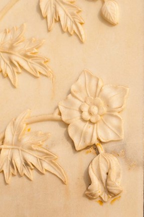 Framed Floral Carving, Taj Mahal, Agra, Uttar Pradesh, India. Print
