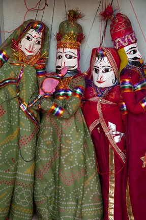 Framed Kathputli, traditional Rajasthani puppets, Pushkar, Rajasthan, India Print