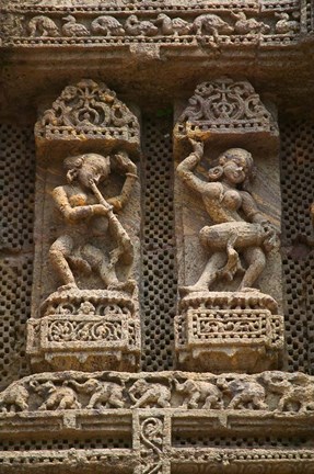 Framed Details of Bas Relief of Orissa Dancers at Sun Temple, Konark, Orissa, India Print