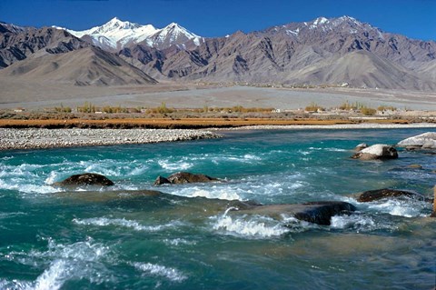 Framed India, Ladakh, Indus River, Himalaya range Print