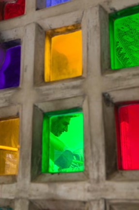 Framed Stained Glass of the City Palace, Rajasthan, India Print