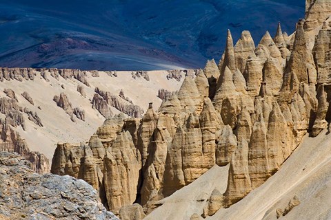 Framed Eroded formation of mountain, Himalayas, Ladakh, India Print