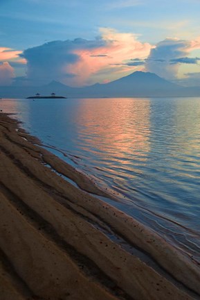 Framed Indonesia, Bali Sanur Beach with Mount Gunung Agung Print