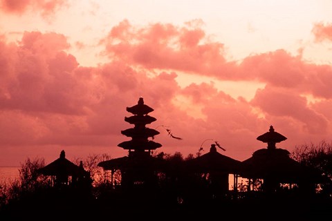 Framed Sunset at the Temple by the Sea, Tenah Lot, Bali, Indonesia Print