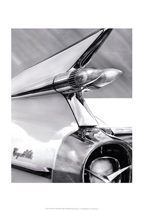 Framed White Cadillac Print