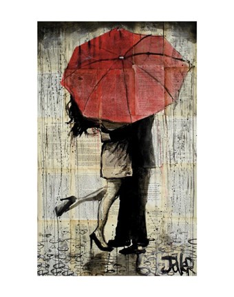 Framed Red Umbrella Print