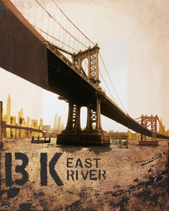 Framed East River &amp; Manhattan Bridge Print