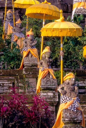 Framed Statues at Mother Temple Adorned in Yellow, Indonesia Print