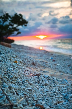 Framed Gili Islands, Indonesia, Sunset along the beach Print