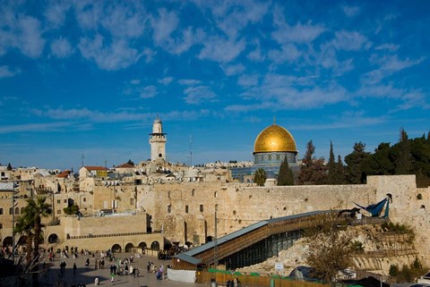 Framed Israel, Jerusalem, Western Wall and Dome of the Rock Print