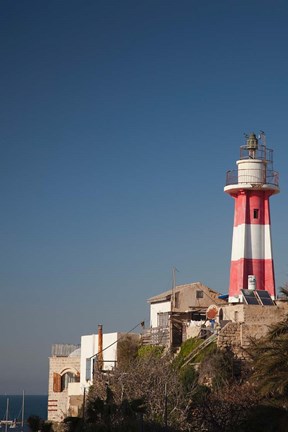 Framed Israel, Tel Aviv, Jaffa, Jaffa Old Port, lighthouse Print