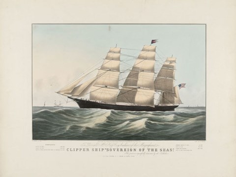 Framed Clipper Ship &quot;Sovereign of the Seas&quot;, 1852 Print