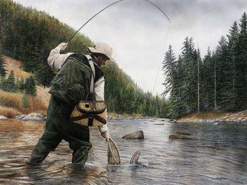 Framed Fishing the Gallatin Print