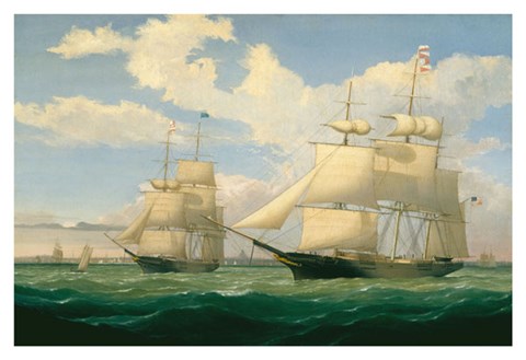 Framed Ships &quot;Winged Arrow&quot; and &quot;Southern Cross&quot; in Boston Harbor, 1853 Print