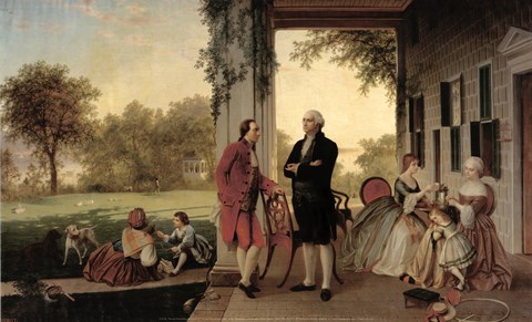 Framed Washington and Lafayette at Mount Vernon, 1784, 1859 Print
