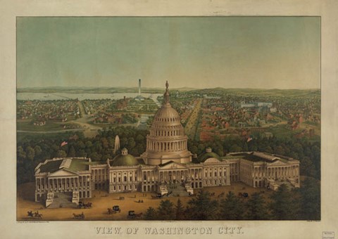 Framed View of Washington City, c. 1869 Print