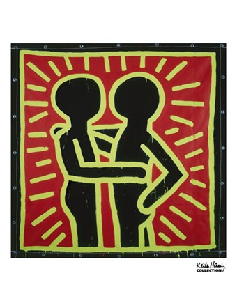 Framed Untitled, 1982 (couple in black, red, and green) Print