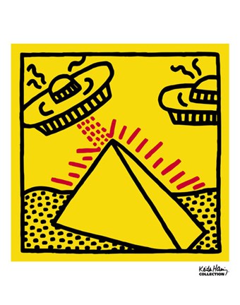 Framed Untitled, 1984 (pyramid with UFOs) Print