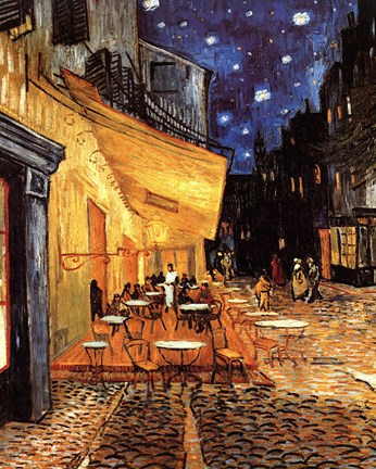 Framed Cafe Terrace on the Place du Forum, Arles, at Night, c.1888 Print