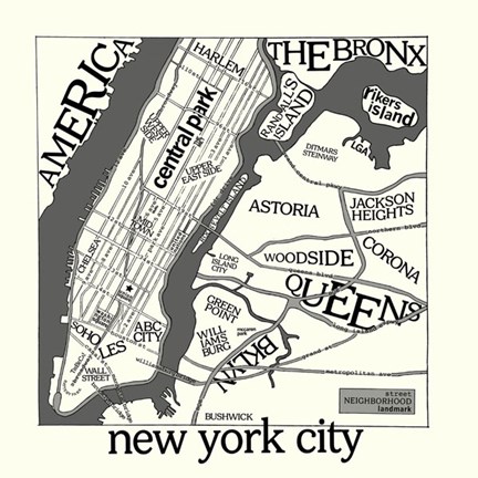 Framed New York Map Print