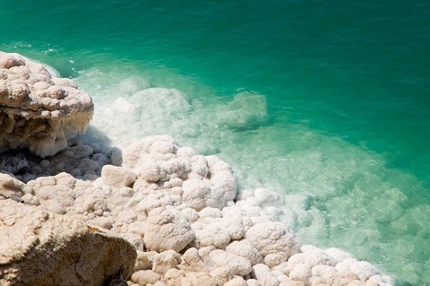 Framed Jordan, Dead Sea, Salt on the sea shore Print