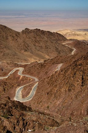 Framed Jordan, Winding highway from Wadi Musa to Wadi Araba Print