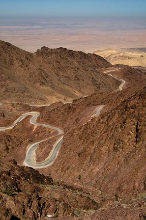 Framed Jordan, Winding highway from Wadi Musa to Wadi Araba Print