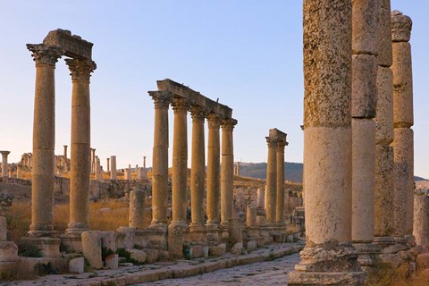 Framed Column street in ancient Jerash ruins, Amman, Jordan Print