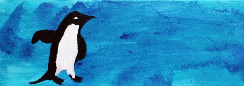 Framed Blue Penguin I Print