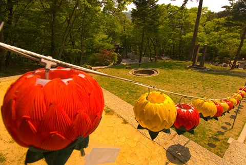 Framed Lanterns, Haeinsa Temple Complex, Gayasan National Park, South Korea Print