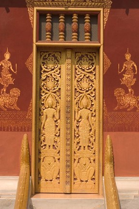 Framed Temple Door, Laos Print