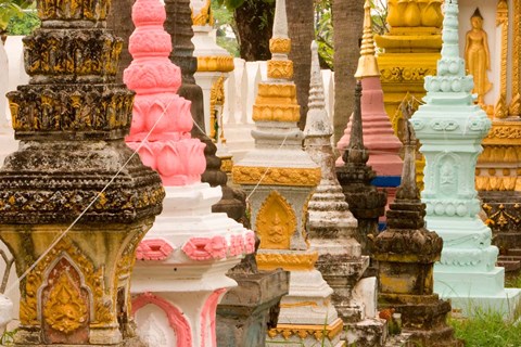 Framed Grave Stupas at Wat Si Saket, Vientiane, Laos Print