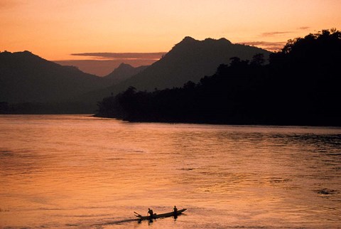 Framed Mekong River at Sunset, Luang Prabang, Laos Print