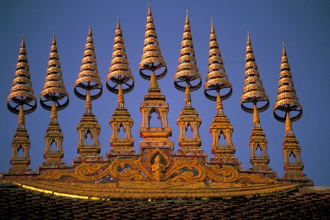 Framed Temple Decoration, Vientiane, Laos Print