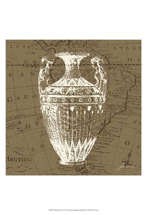 Framed Map Bottles II Print