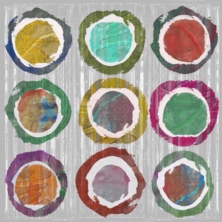 Framed Jagged Circles I Print