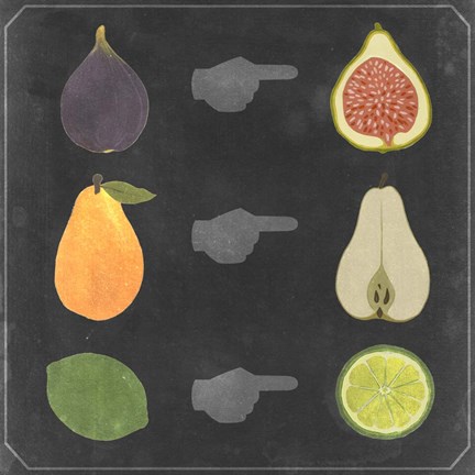 Framed Blackboard Fruit I Print